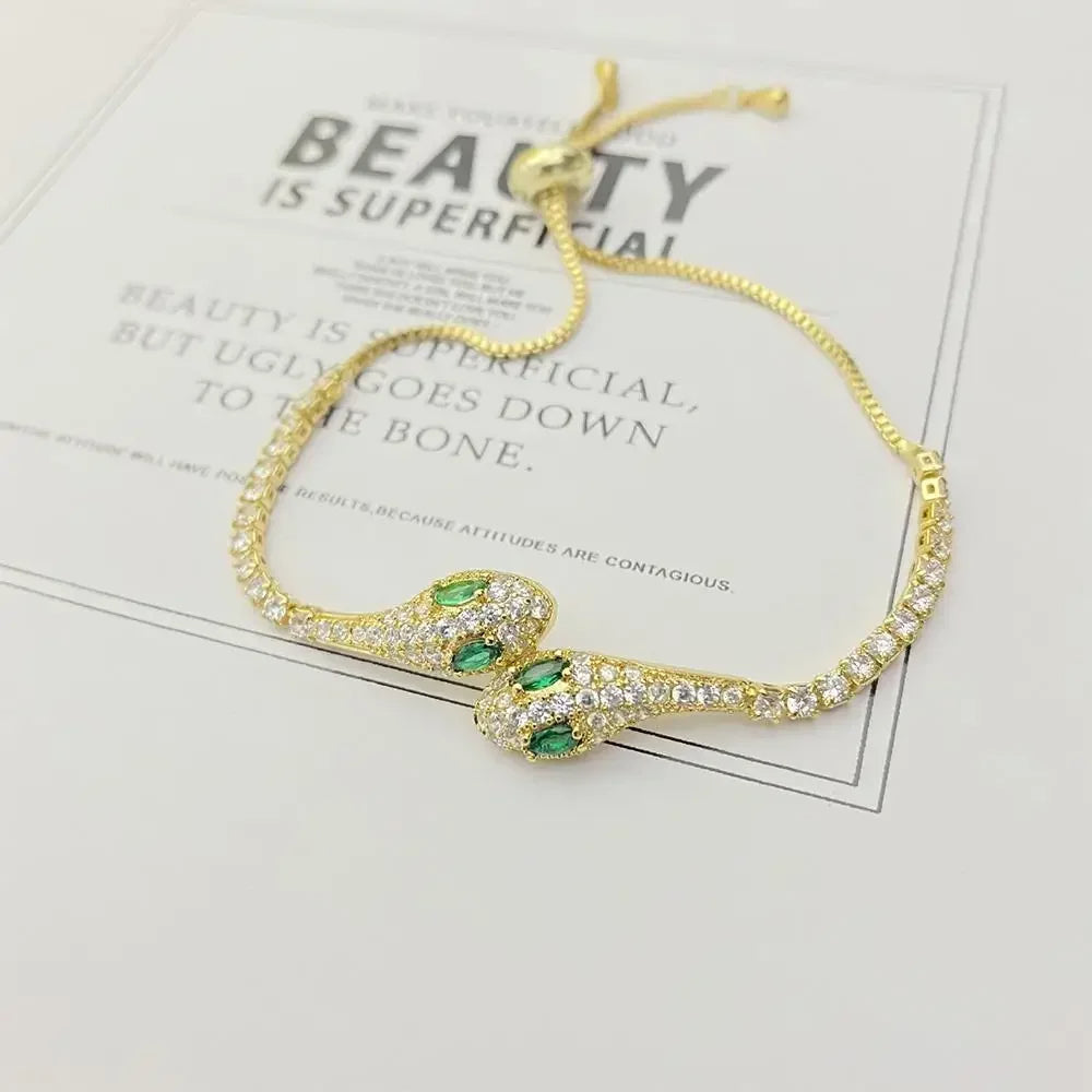 Sparkling Zircon Adjustable Snake Chain Bracelet