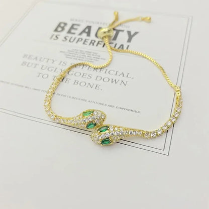 Sparkling Zircon Adjustable Snake Chain Bracelet