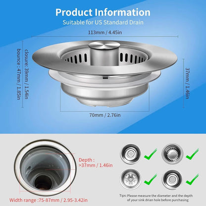 Easy Clean Metal Sink Drain Strainer