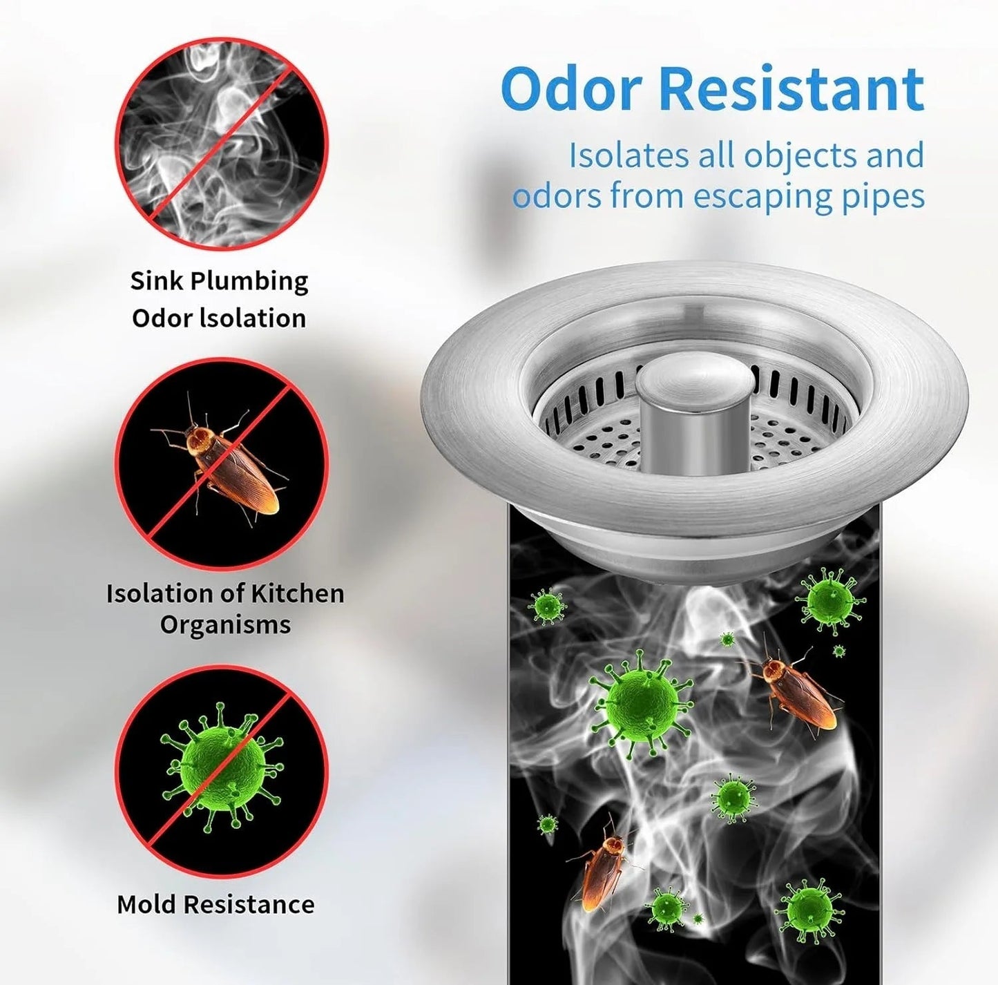 Easy Clean Metal Sink Drain Strainer
