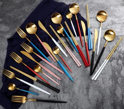 Premium 24-Piece Metal Flatware Set for Elegant Dining