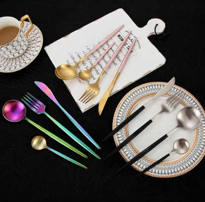 Premium 24-Piece Metal Flatware Set for Elegant Dining