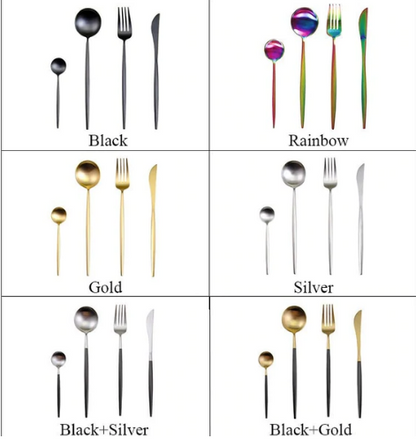 Premium 24-Piece Metal Flatware Set for Elegant Dining