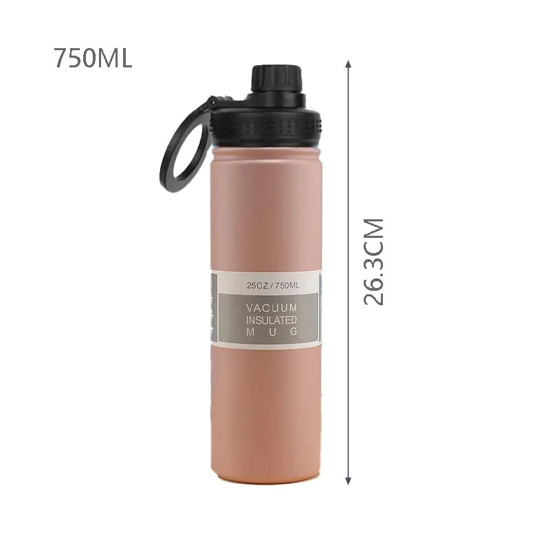 Thermal Stainless Steel Water Bottle with Phone Clip - 750ml