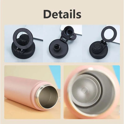 Thermal Stainless Steel Water Bottle with Phone Clip - 750ml