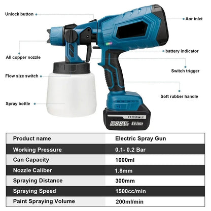 Portable Electric Paint Spray Gun for All Surfaces