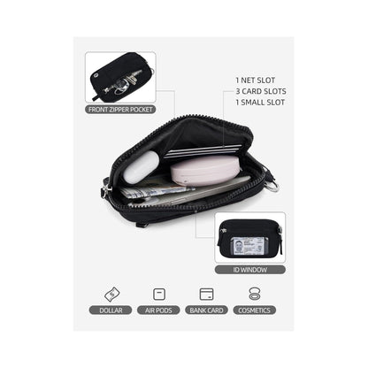 Fashionable Nylon Wristlet Purse with Multiple Pockets