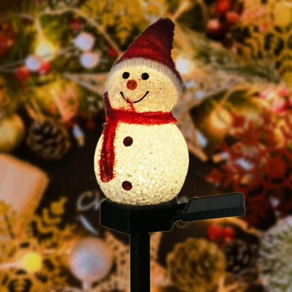 Solar Powered LED Snowman Lamp