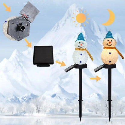 Solar Powered LED Snowman Lamp