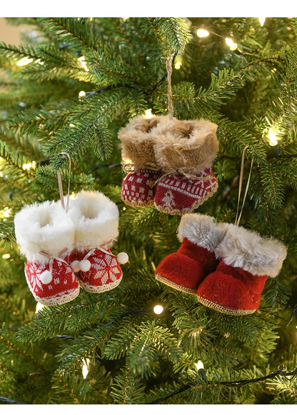 Miniature Festive Fabric Boot Tree Decoration