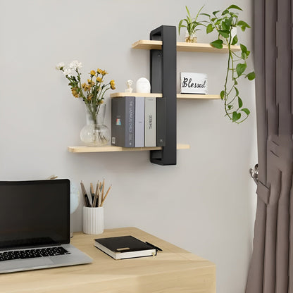 Rustic Wooden Wall Storage Shelf 3 Tier Natural Pine