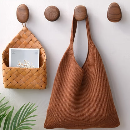 Rustic Wooden Wall Hook Set - Natural Walnut Wood Coat Hooks