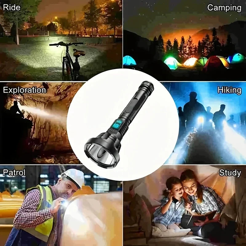 High Power 90000LM LED Flashlight with USB Recharge