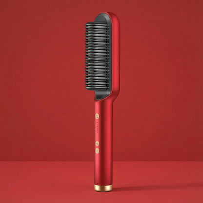 Ceramic ionic hair straightening brush with adjustable heat