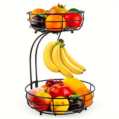 Space Saving 2-Tier Fruit Basket with Storage - Yeezlab