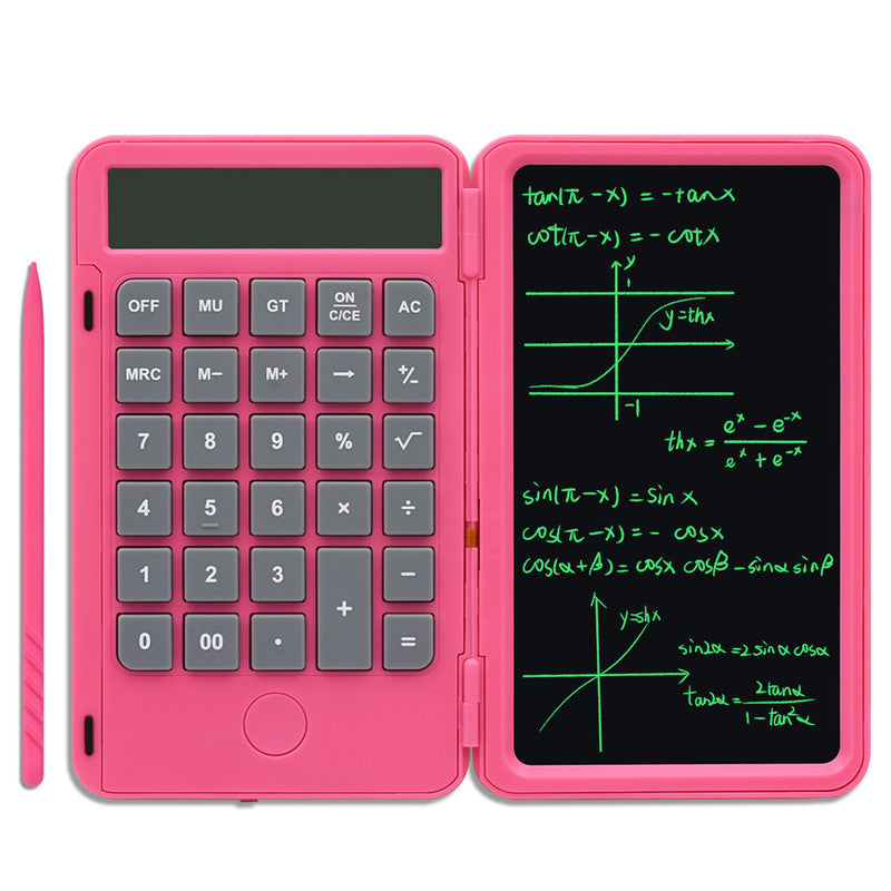 Compact Dual Function Calculator with Erasable Notepad