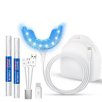 Fast at-home LED teeth whitening system kit