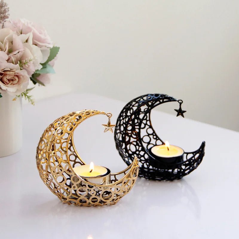 Luxurious Metal Moon Candle Holders for Home Decor