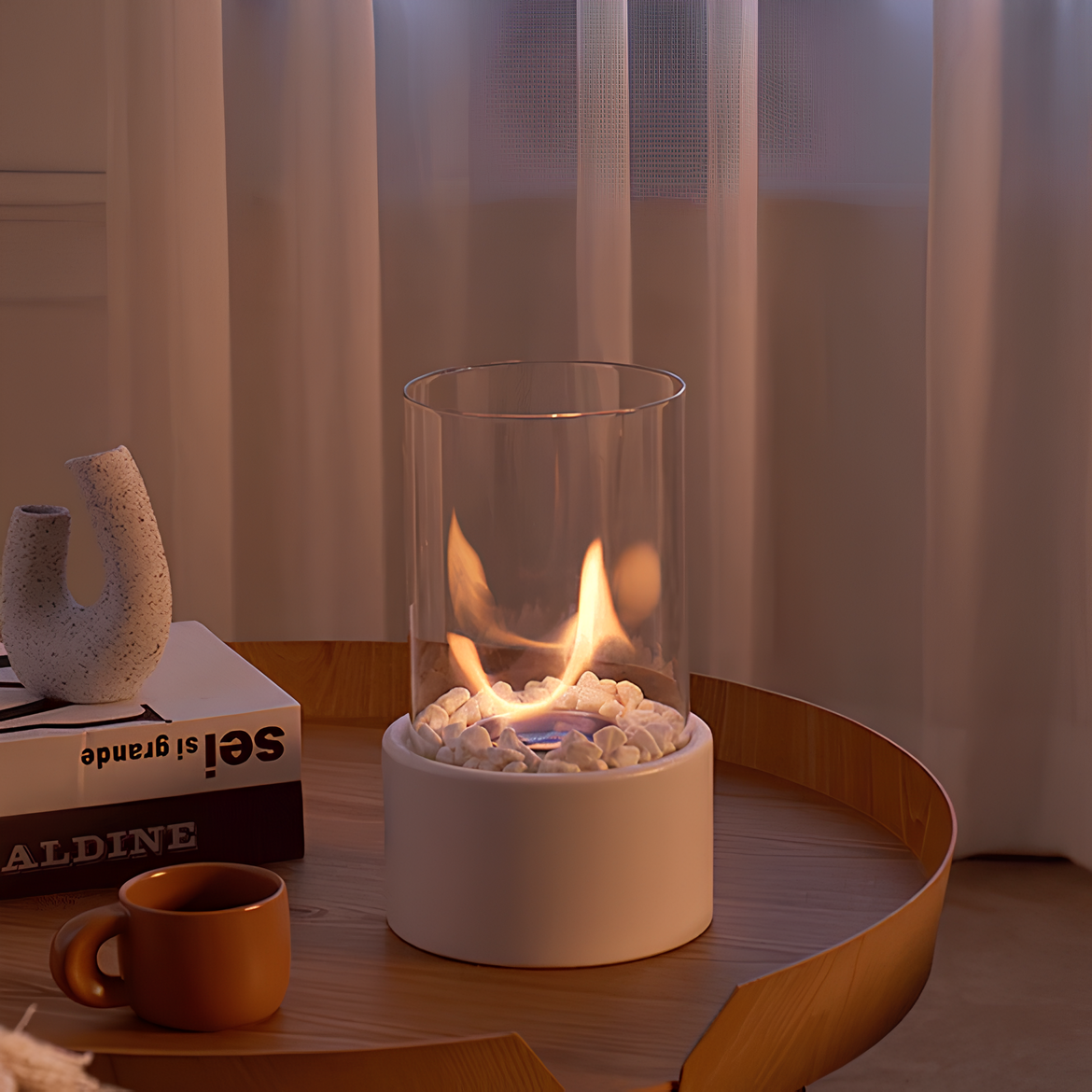 Elegant Glass Table Oil Burner Fireplace