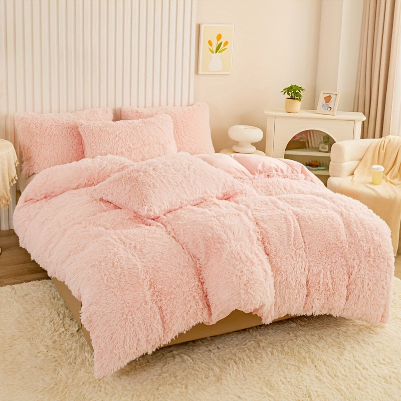 Cozy Fleece Duvet Cover Set with Zipper