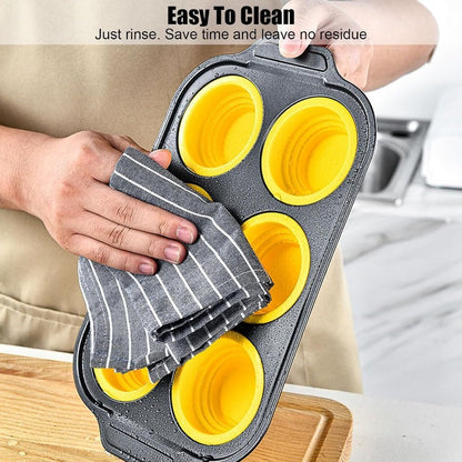 Non-Stick Silicone Muffin Pan with Durable Metal Base