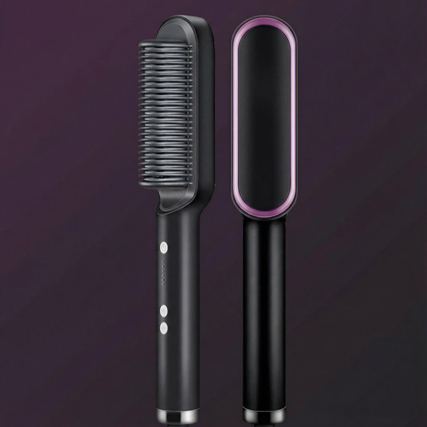 Ceramic ionic hair straightening brush with adjustable heat