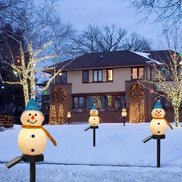 Solar Powered LED Snowman Lamp