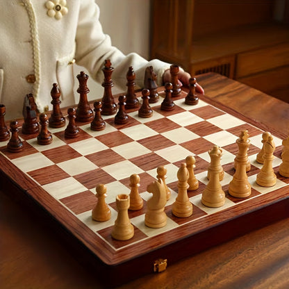 Traditional Wooden Chess Board Set for Home and Travel