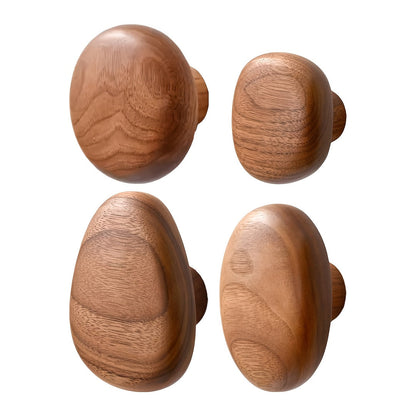 Rustic Wooden Wall Hook Set - Natural Walnut Wood Coat Hooks