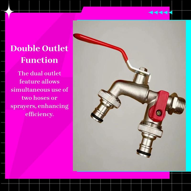 Heavy Duty 2-Handle Outdoor Faucet with Dual Outlet