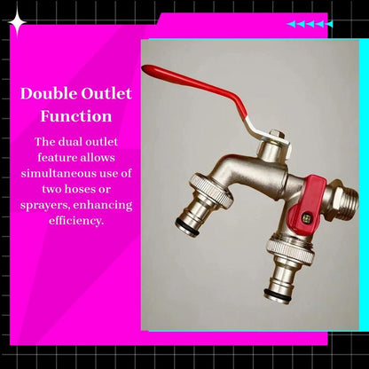 Heavy Duty 2-Handle Outdoor Faucet with Dual Outlet