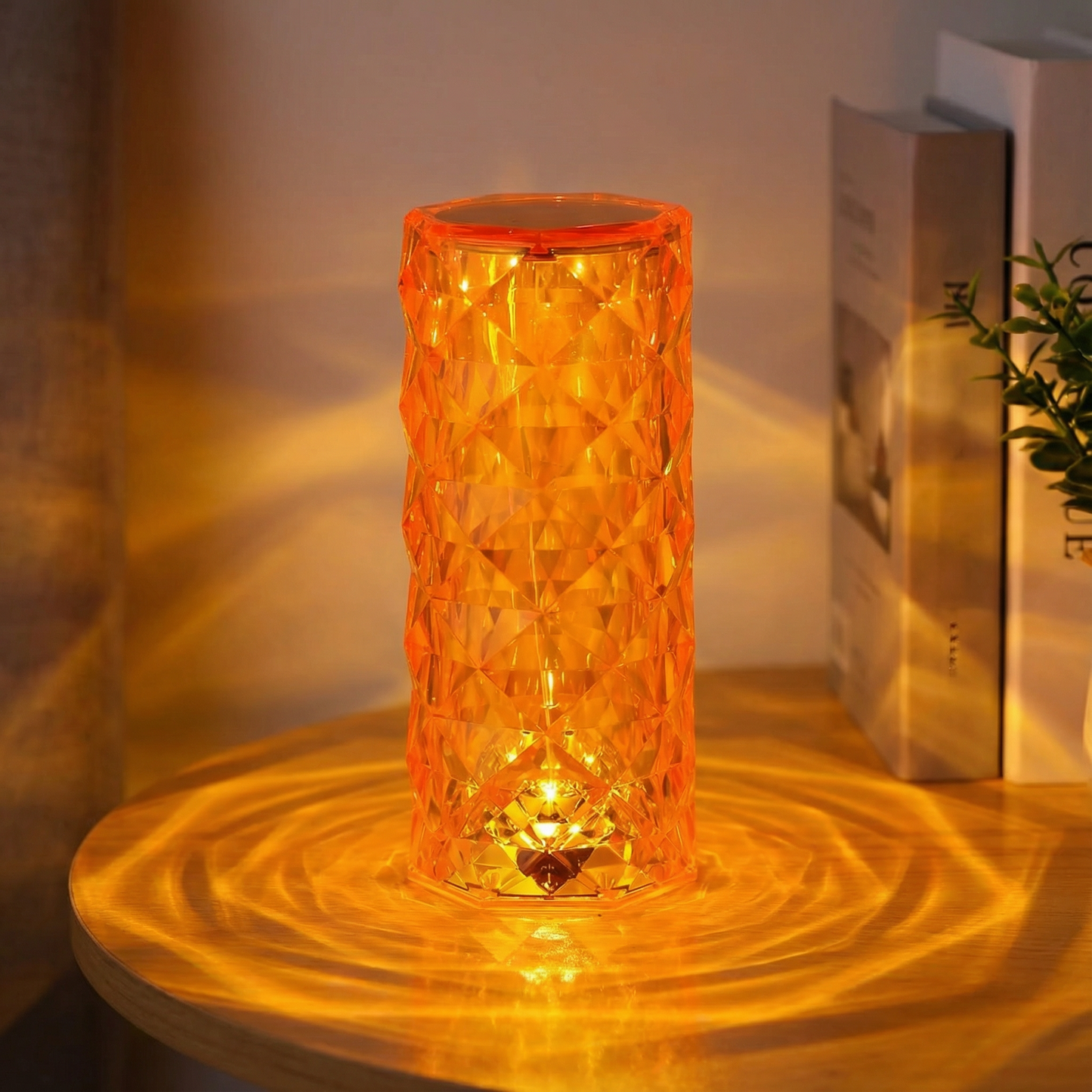 Pink crystal glass touch table lamp