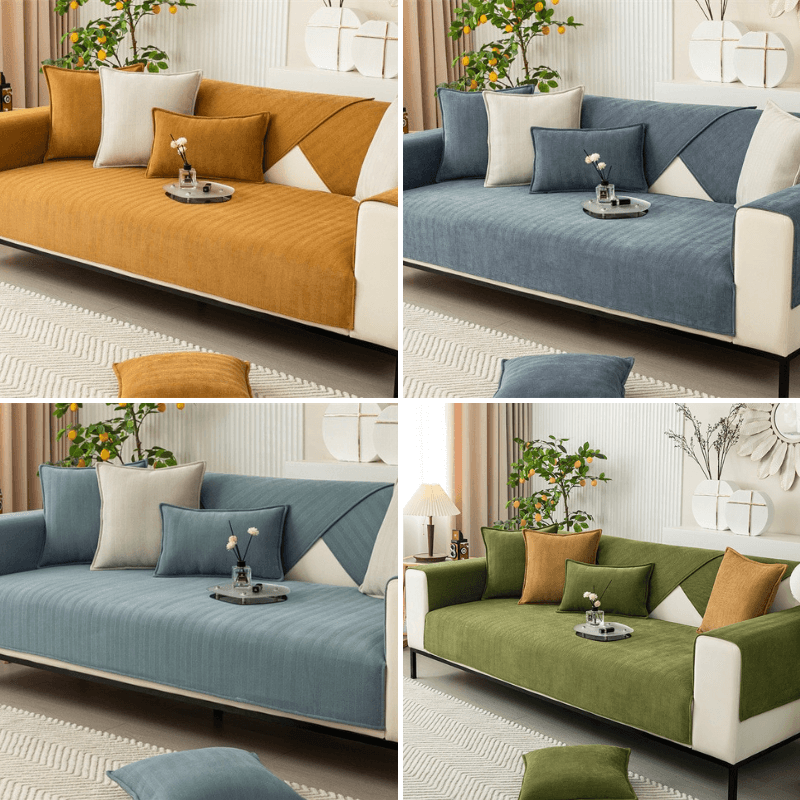 Plush Sofa Slipcover for Living Room - Soft Couch Protector