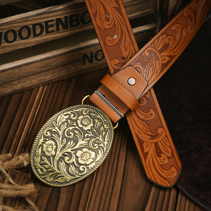 Men's Classic Western Belt - Durable Faux Leather Belt - Yeezlab