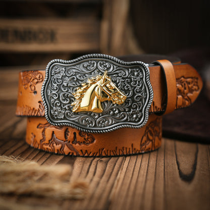 Men's Classic Western Belt - Durable Faux Leather Belt