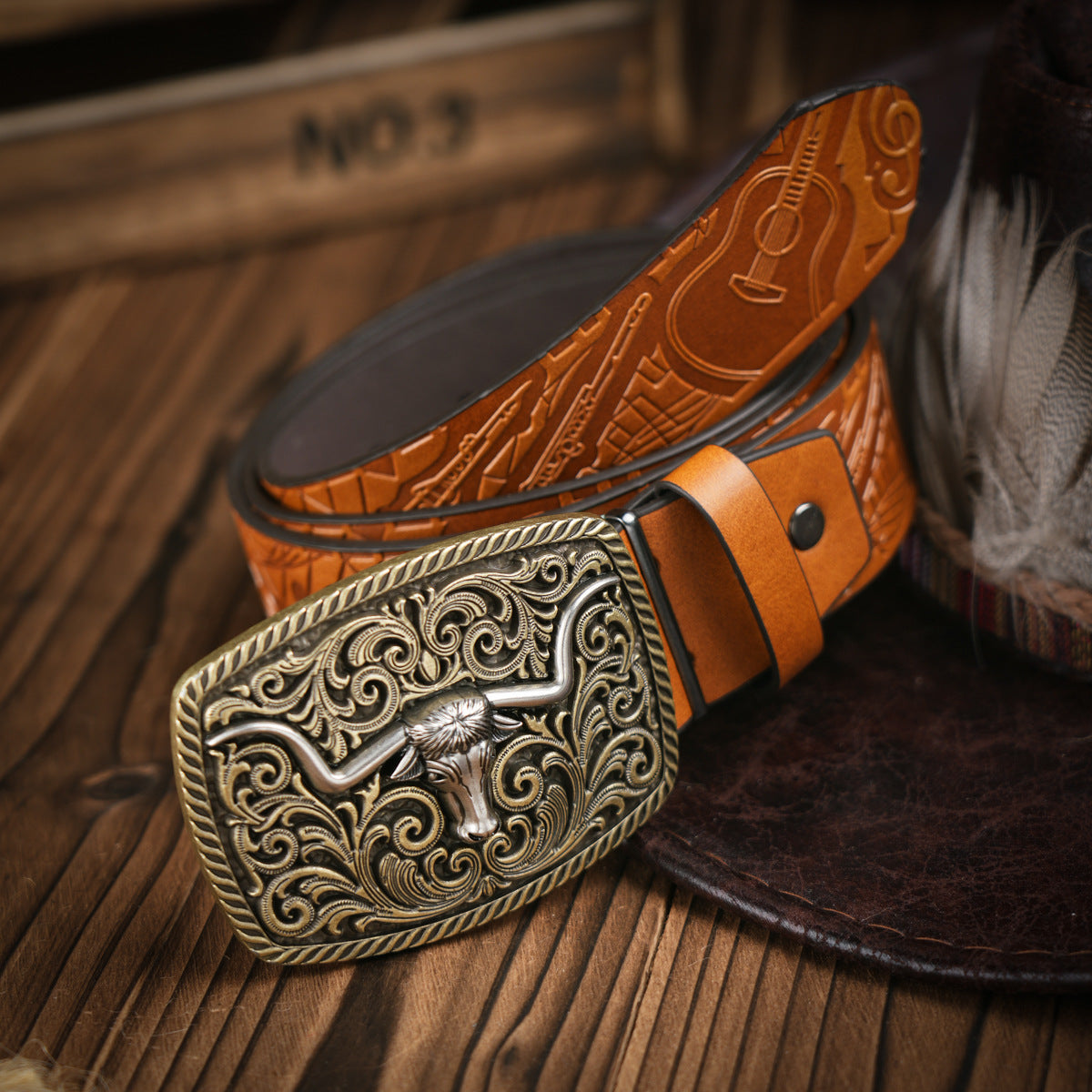 Men's Classic Western Belt - Durable Faux Leather Belt