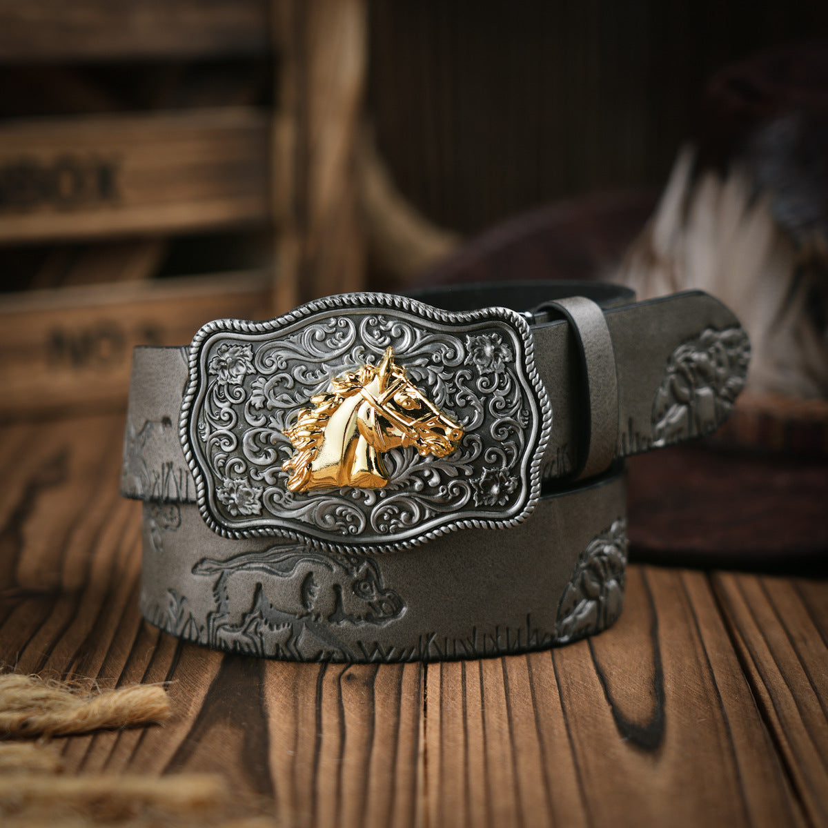 Men's Classic Western Belt - Durable Faux Leather Belt