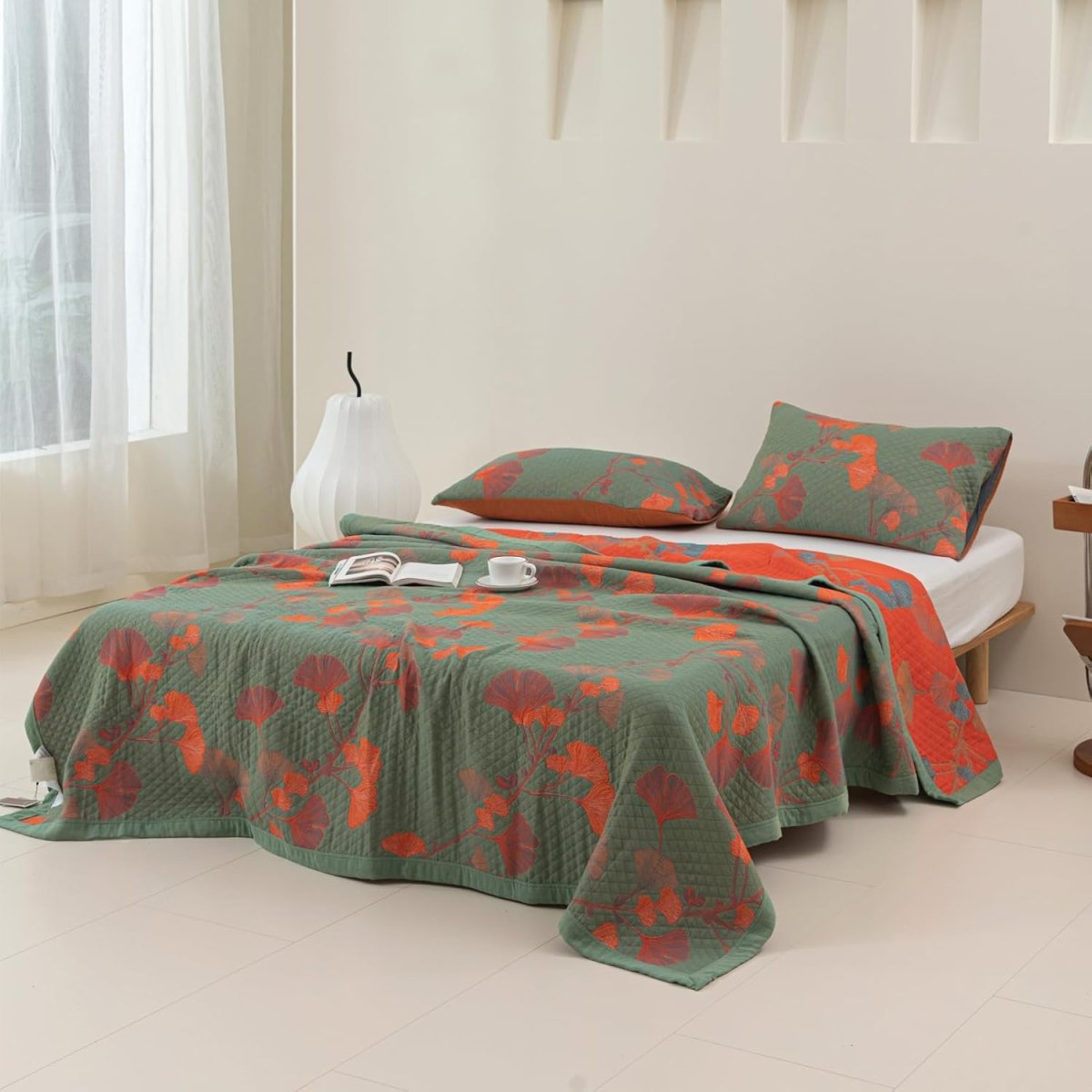 Soft Floral Reversible Cotton Bedding Set