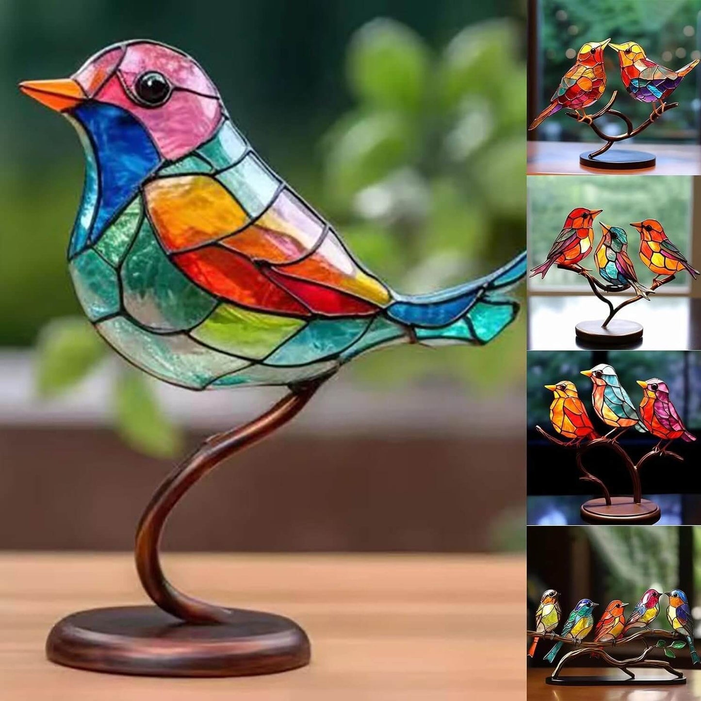 Vibrant Bird Perch Home Decor Figurine