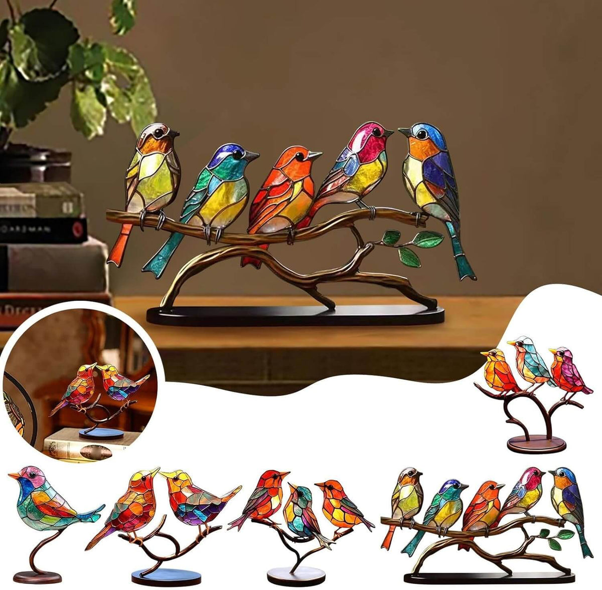 Vibrant Bird Perch Home Decor Figurine