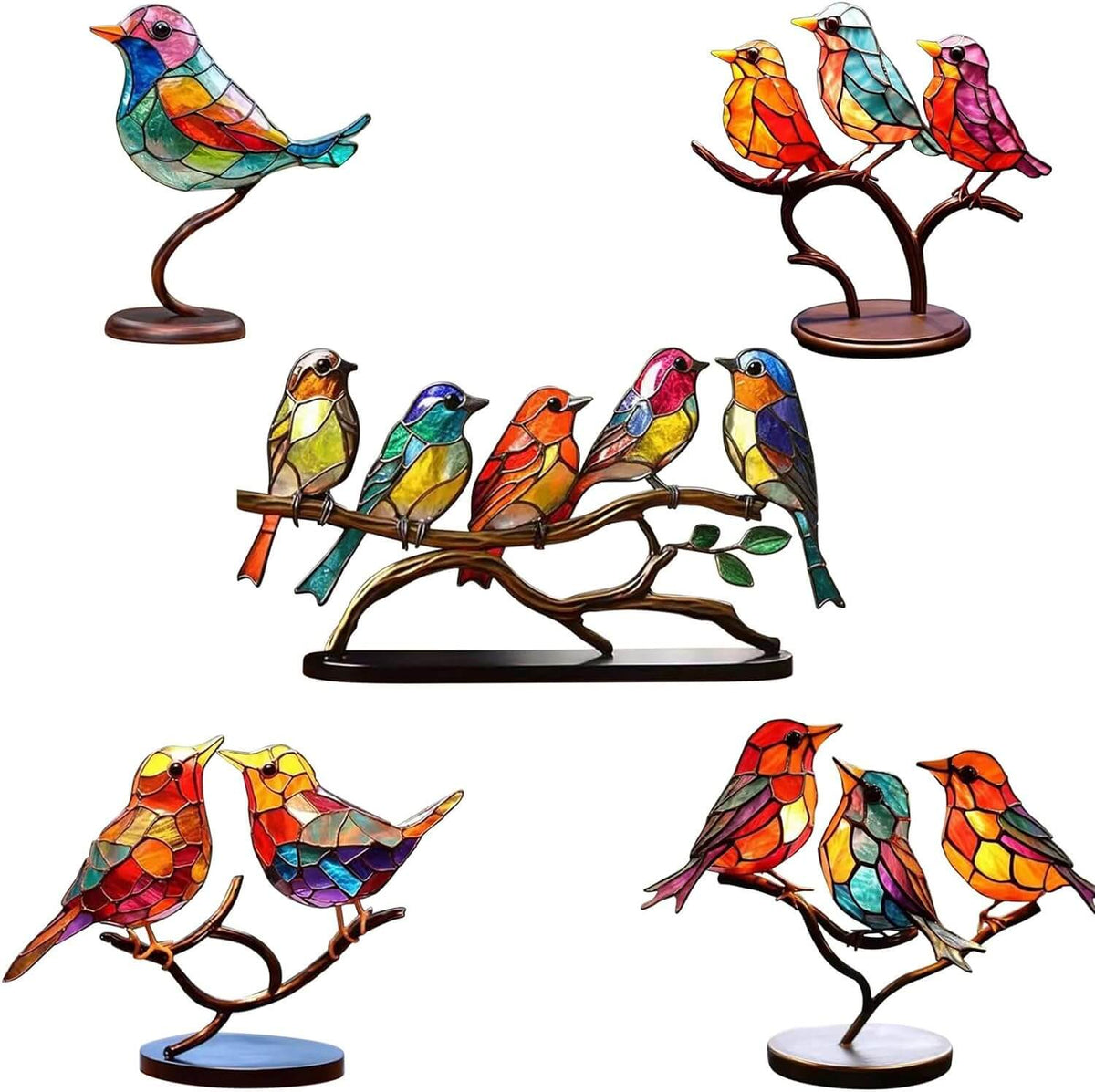 Vibrant Bird Perch Home Decor Figurine