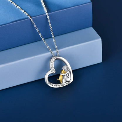 Sparkling Heart Dog Pendant Necklace with Zirconia Stone