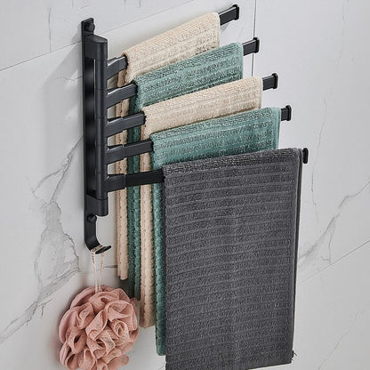 Space Saving 5-Arm Towel Holder in Black