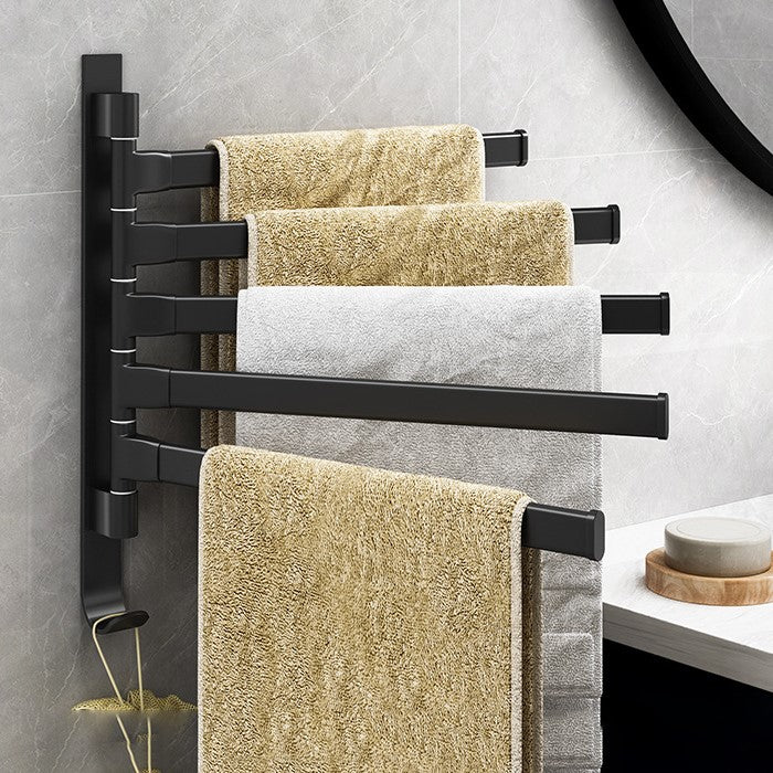 Space Saving 5-Arm Towel Holder in Black - Yeezlab
