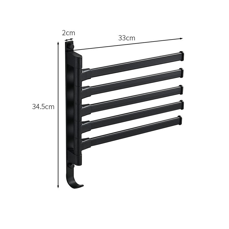 Space Saving 5-Arm Towel Holder in Black