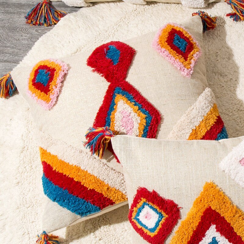 Unique Textile Accent Pillow in Moroccan Chic Design