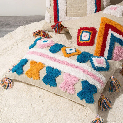 Unique Textile Accent Pillow in Moroccan Chic Design