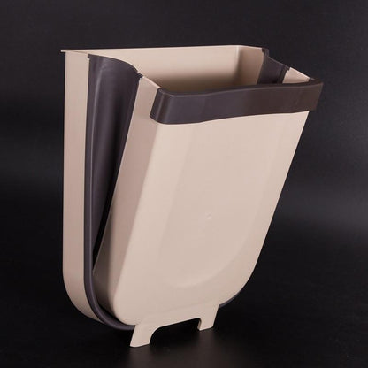 Folding wall-mount kitchen waste bin for cabinet doors