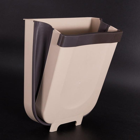 Folding wall-mount kitchen waste bin for cabinet doors