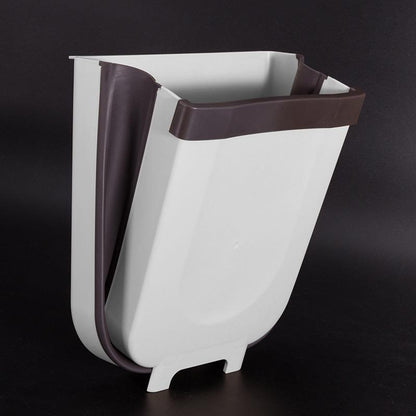 Folding wall-mount kitchen waste bin for cabinet doors
